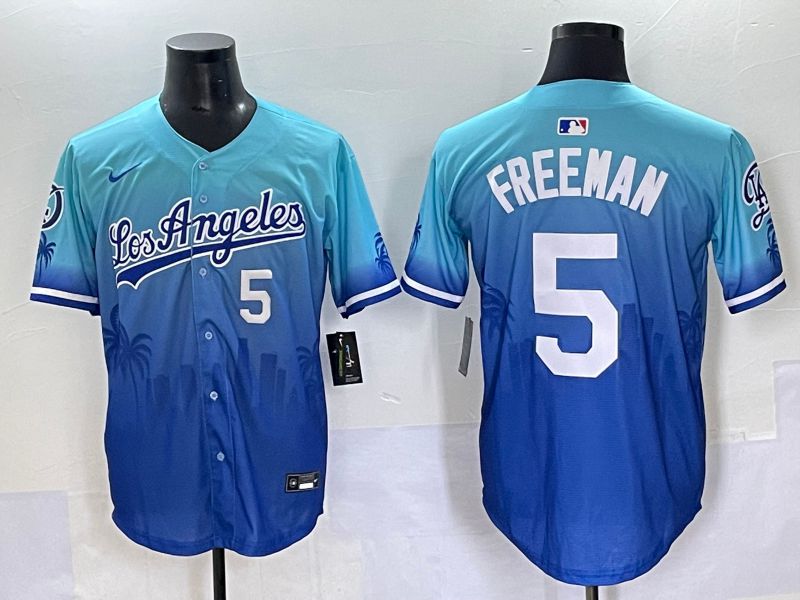 Men 2025 Los Angeles Dodgers #5 Freeman Blue Nike MLB Jersey Daoqite style 4->los angeles dodgers->MLB Jersey